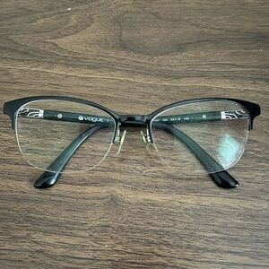 Vogue VO4050 352 Black Silver Cat Eye Half Rim Eyeglasses Frames Only 53-18-140